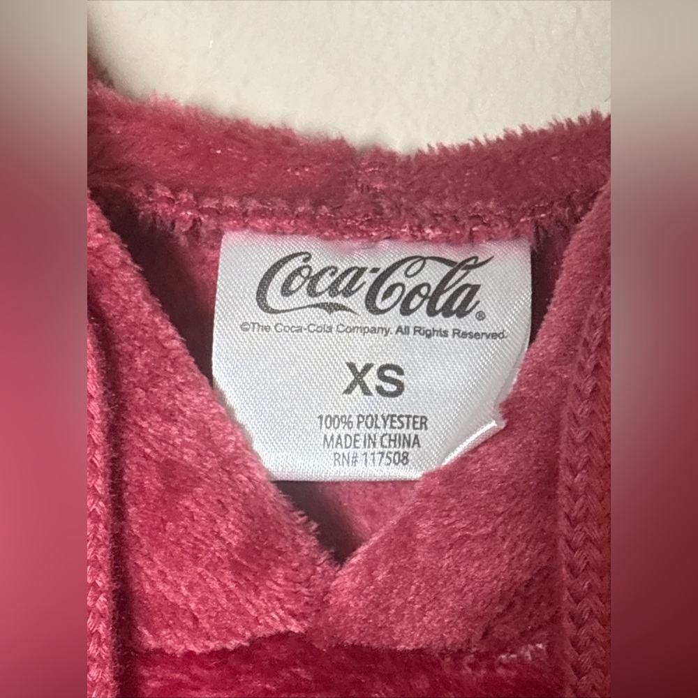 iet Coke Hoodie Sweatshirt Pink Bow Fuzzy Cozy Sz Women’s XS NEW - Picture 3 of 4